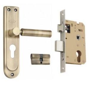 Godrej 240mm Door Handle Set With Lock Body 1CK Antique Brass, 7363